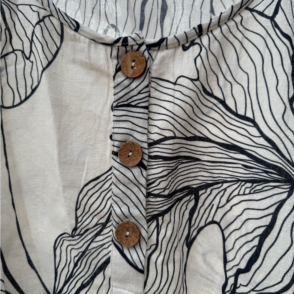 Cost Plus World Market Black and White Leaf Dress - Picture 4 of 8